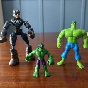 Lot of 3 Marvel Action Figures Hulk Superhero Squad 2010 McDonald's 1996 Captain